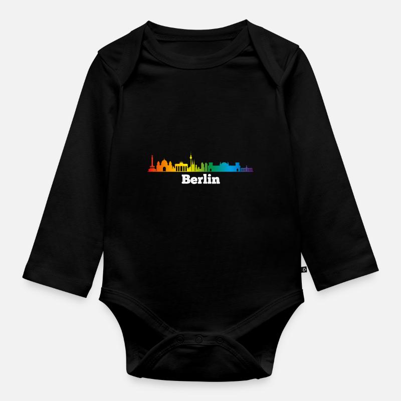 Skyline Berlin, LGBT - Body Bébé bio manches longues - noir