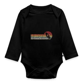 Windsurfing Windsurfing Windsurfers Surfing Retro - Organic Longsleeve Baby Bodysuit - black - Front