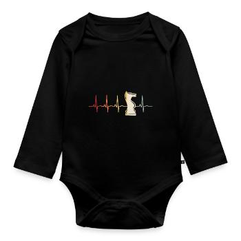 Schachspieler Schachfigur Schachmatt EKG Schach - Baby Bio-Langarm-Body - Schwarz - Vorne