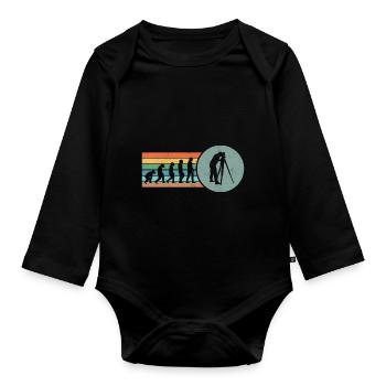 Retro Land Surveying Human Evolution Engineer Land - Organic Longsleeve Baby Bodysuit - black - Front