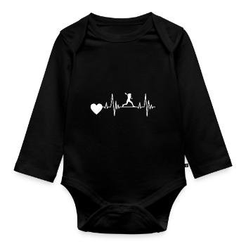 Tennis Heartbeat Tennis Lovers EcG de balle de tennis - Body Bébé bio manches longues - noir - Devant
