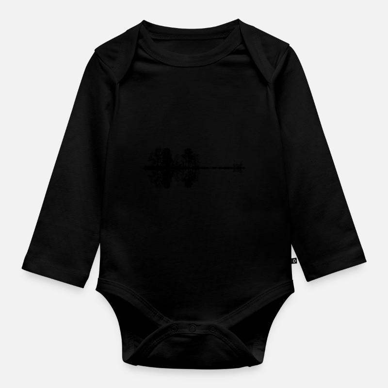 wald, gitarre gespiegelt - Baby Bio-Langarm-Body - Schwarz