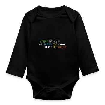 Vegan va rendre ma vie plus longue - Body Bébé bio manches longues - noir - Devant