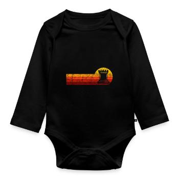 Retro Schach Schachspieler Schachmatt Schachfigur - Baby Bio-Langarm-Body - Schwarz - Vorne
