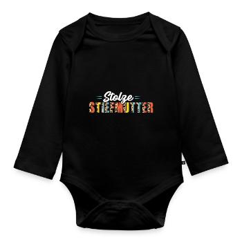 Stiefmama Familie Bonus Mama Geschenk - Baby Bio-Langarm-Body - Schwarz - Vorne