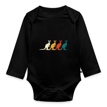 4 Kangaroos in Australia - Baby Bio-Langarm-Body - Schwarz - Vorne