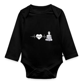 Buddha Yoga Herzschlag Hinduismus Meditation - Baby Bio-Langarm-Body - Schwarz - Vorne