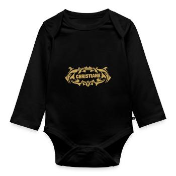 Golden Name au look vintage Christiane - Body Bébé bio manches longues - noir - Devant