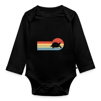 Sunset Retro Reptile Turtle Tortoise Fan - Body Bébé bio manches longues - noir - Devant