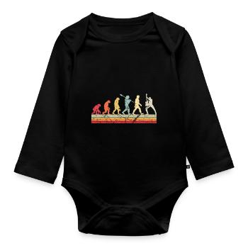 Human Evolution Guitar Band Retro Vintage - Body Bébé bio manches longues - noir - Devant