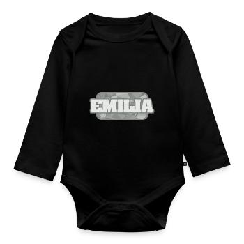 Gift for Emilia - Organic Longsleeve Baby Bodysuit - black - Front