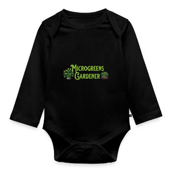Microgreens Gärtner Landwirt Gärtner Microgreen - Baby Bio-Langarm-Body - Schwarz - Vorne