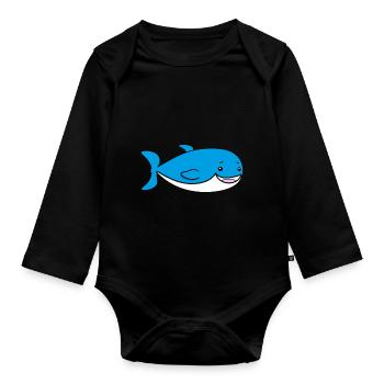 whale - Organic Longsleeve Baby Bodysuit - black - Front
