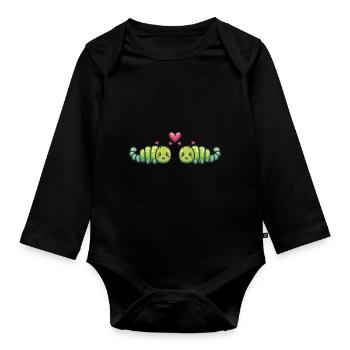 Worm Couple Love Valentine's Day - Organic Longsleeve Baby Bodysuit - black - Front