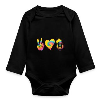 Chicken Rooster - Organic Longsleeve Baby Bodysuit - black - Front