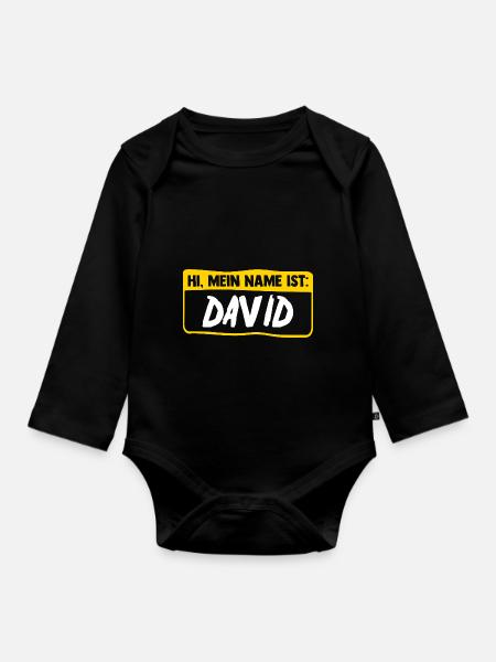 David - Baby Bio-Langarm-Body - Schwarz