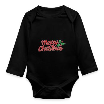 Frohe Weihnachten, beste Wünsche, Weihnachtsgrüße! - Baby Bio-Langarm-Body - Schwarz - Vorne