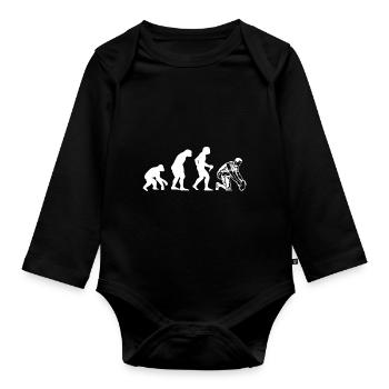 Rugby Evolution - du singe au rugby - Body Bébé bio manches longues - noir - Devant