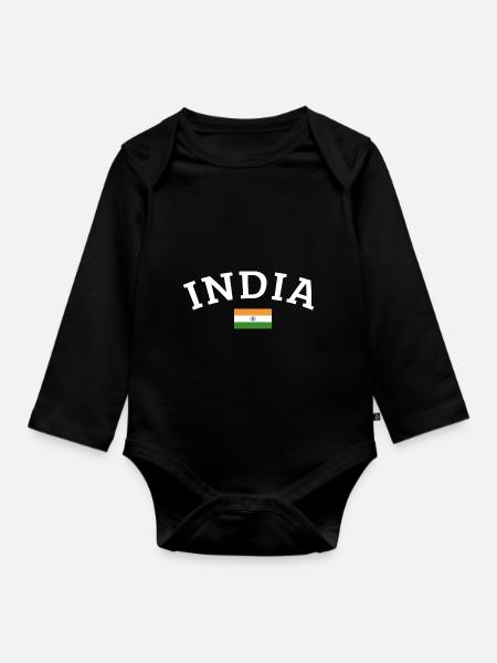 Indien - Baby Bio-Langarm-Body - Schwarz