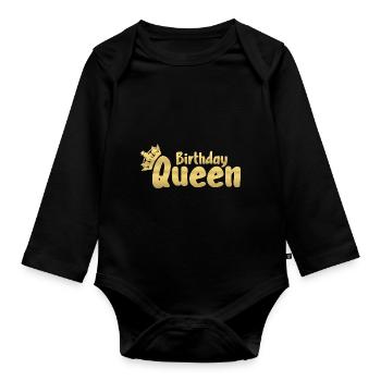 Birthday Queen - Body Bébé bio manches longues - noir - Devant