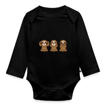 Nicht sehen Nicht hören Nicht sprechen - Baby Bio-Langarm-Body - Schwarz - Vorne