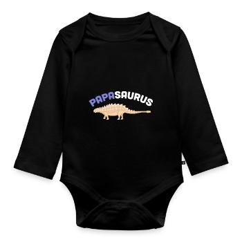 Ankylosaurus Papasaurus Ankylosaurus Dinosaurier P - Baby Bio-Langarm-Body - Schwarz - Vorne
