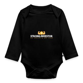 strong investor - Organic Longsleeve Baby Bodysuit - black - Front