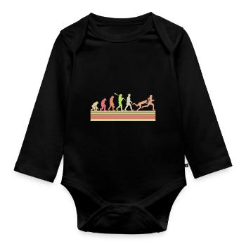 Rugby Ball Sport Player Retro Evolution Rugby Team - Organic Longsleeve Baby Bodysuit - black - Front