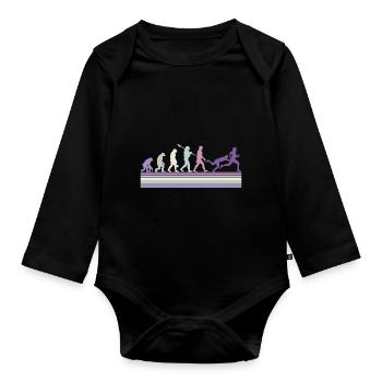 Rugby Ball Sport Player Retro Evolution Rugby Team - Organic Longsleeve Baby Bodysuit - black - Front