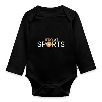 Héros dans le sport - Body Bébé bio manches longues - noir - Devant
