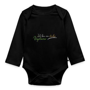 Ich bin ein starker Vegetarier - Baby Bio-Langarm-Body - Schwarz - Vorne