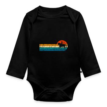 Dressage Cavalier de dressage Cheval d’équitation - Body Bébé bio manches longues - noir - Devant