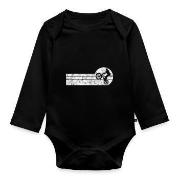 BMX Rad Fahrrad Retro Geschenk Bicycle Motocross - Baby Bio-Langarm-Body - Schwarz - Vorne