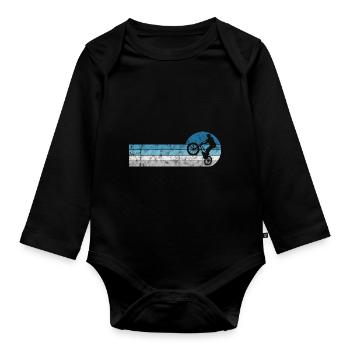 BMX Rad Fahrrad Retro Geschenk Bicycle Motocross - Baby Bio-Langarm-Body - Schwarz - Vorne