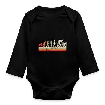 Roofer Human Evolution Retro Vintage Construction - Organic Longsleeve Baby Bodysuit - black - Front