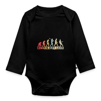 Human Evolution Guitar Band Retro Vintage - Body Bébé bio manches longues - noir - Devant