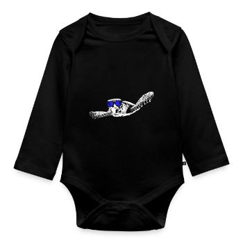 Meeresschildkröte Kopfhörer Sonnenbrille Schildkrö - Baby Bio-Langarm-Body - Schwarz - Vorne