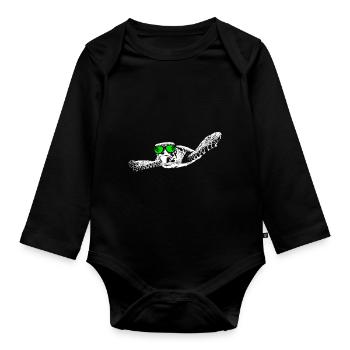 Meeresschildkröte Ozean Naturfans Sonnenbrille Tie - Baby Bio-Langarm-Body - Schwarz - Vorne