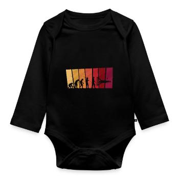 Evolution of man Calisthenics Retro Vintage - Baby Bio-Langarm-Body - Schwarz - Vorne