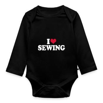 I Love Sewing - Organic Longsleeve Baby Bodysuit - black - Front