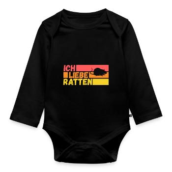 Nagetier Ratte Ratten - Baby Bio-Langarm-Body - Schwarz - Vorne