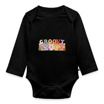 Groovy seit 2003 Retro Hippie 20. Geburtstag - Baby Bio-Langarm-Body - Schwarz - Vorne