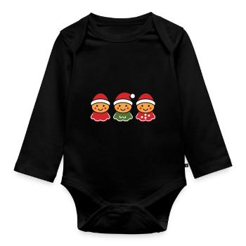 Lebkuchenmann - Baby Bio-Langarm-Body - Schwarz - Vorne