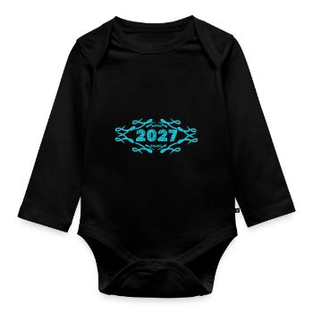 2027 - Organic Longsleeve Baby Bodysuit - black - Front