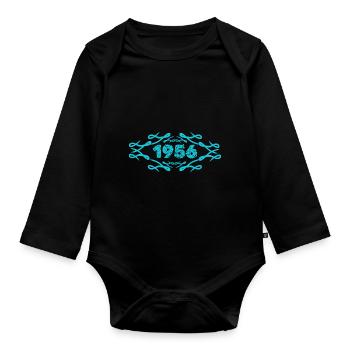 1956 - Organic Longsleeve Baby Bodysuit - black - Front