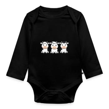 vache - Body Bébé bio manches longues - noir - Devant