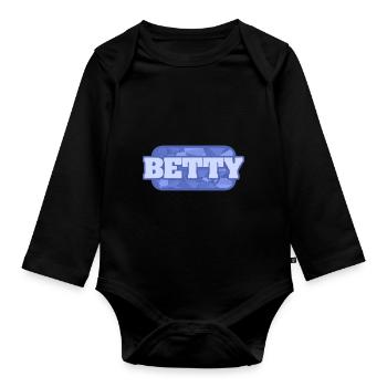 Name Betty - Baby Bio-Langarm-Body - Schwarz - Vorne