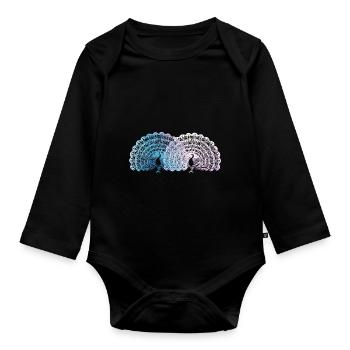 Cute Peacock - Organic Longsleeve Baby Bodysuit - black - Front