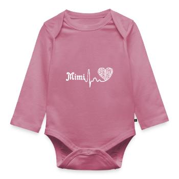 Mother's Day Mimi Heartbeat - Organic Longsleeve Baby Bodysuit - mauve - Front