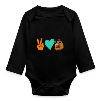 Poules Poule - Body Bébé bio manches longues - noir - Devant